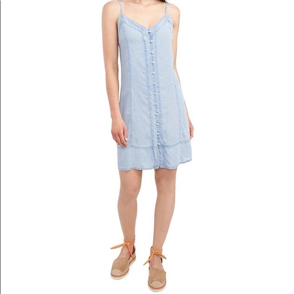 NWT Tencel Vince Camuto Navy Blue Vneck Button Down Spaghetti Strap Dress